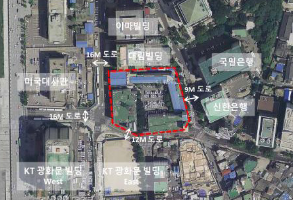 종로구청은 통합청사 설계공모를 진행한다고 밝혔다. 사진은 종로구청 주변건물 위치도(사진=종로구청)