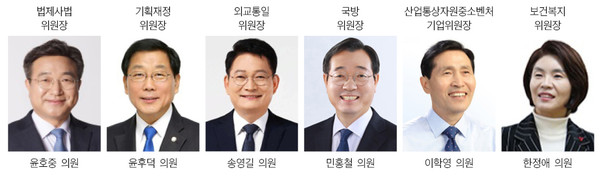 6월 15일 국회에서 선출된 21대 국회 전반기 6개 상임위원회 위원장