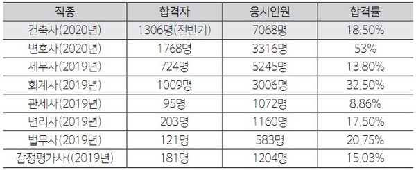 전문직 합격자 수 현황