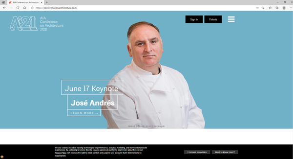 AIA 콘퍼런스 홈페이지 캡처화면.