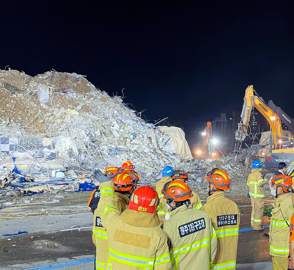 광주 동구 건축물 붕괴 현장(사진=광주광역시 소방안전본부)