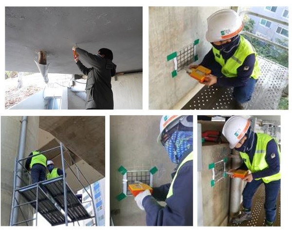 슈미트 해머를 활용한 검사 모습(사진=한국건설기술연구원)