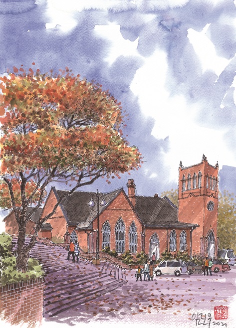 '정동제일교회Ⅱ', 종이에 채색, 36x26cm, 2021 ©임진우/ 자료=배재학당역사박물관 제공