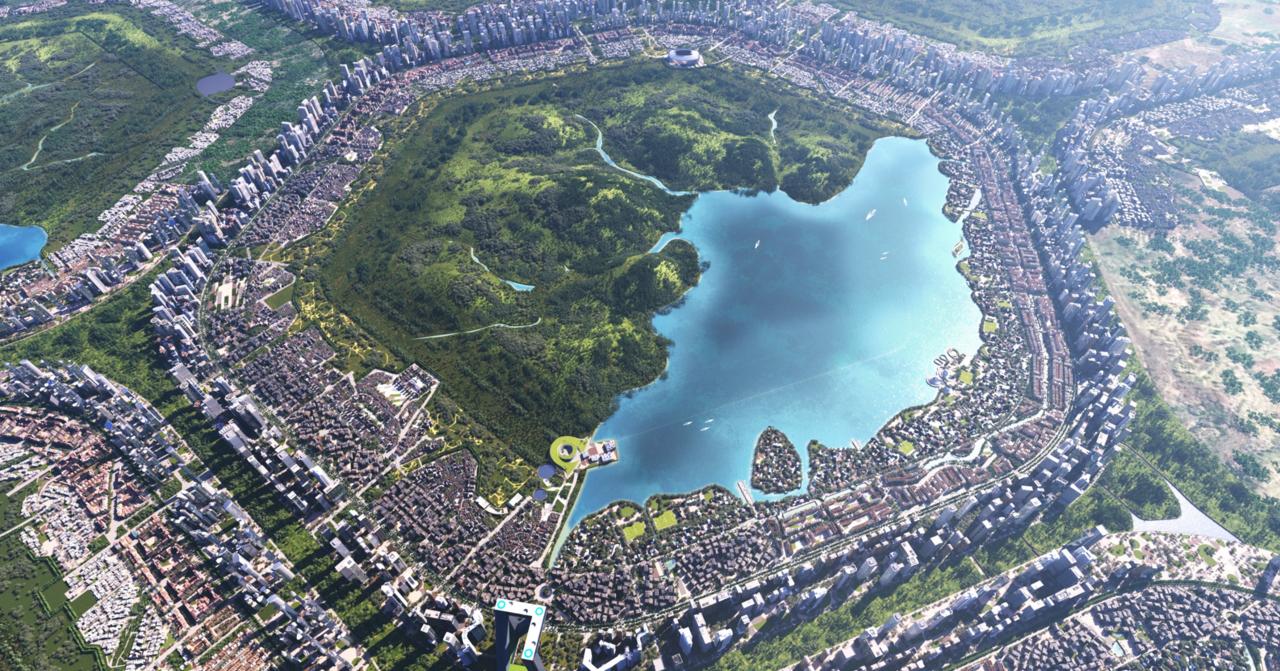 현대차그룹이 공개한 벌집구조 육각형 스마트시티. 도시 외곽의 각진 모서리에서 속도가 저하될 수 있는 점을 고려해 직선의 장점과 곡선의 장점을 모두 가질 수 있도록 설계했으며 반경은 6km다. 외곽으로 갈수록 차량 등 빠른 이동수단을 위한 기능적인 도로를 배치해 연결성을 극대화하고, 중심부에 가까워질수록 보행 친화적인 거리로 설정해 걷기 좋은 지역으로 조성했다.