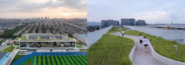 건축사는 건물끼리 자연스럽고 연속적인 물결 모양으로 지붕을 형성해 옥상 공원 산책길을 만들어냈다. (설계=Approach Design Studio/Zhejiang University of Technology Engineering Design Group / 사진=세계건축축제)