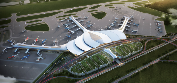 희림건축은 공항 등 특수설계에서 세계적인 경쟁력을 확보한 국내 건축사사무소이다. 사진은 베트남 롱탄국제공항 여객터미널 조감도(사진=주.희림 종합건축사사무소)