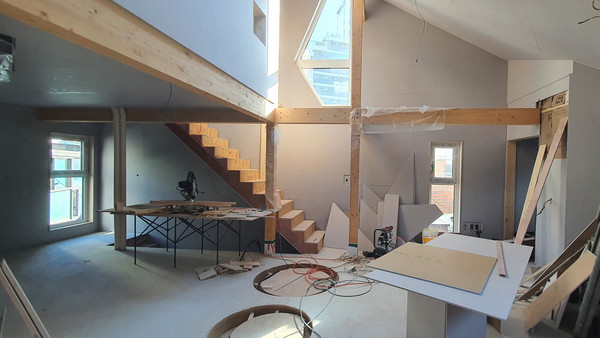 경골목구조 주택의 구조체 내부에 석고보드가 설치된 모습 (사진=이재혁 건축사)