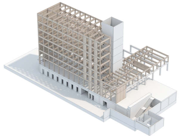 목구조와 철근콘크리트 하이브리드 방식의 산림복지종합교육센터 본관동 투시도(자료=산림청)